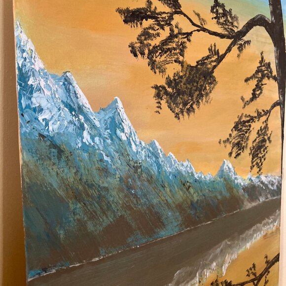 Mountain Reflection Original Oil Painting 16x20 Nature Artwork Signed G. Cheyne - Picture 5 of 6
